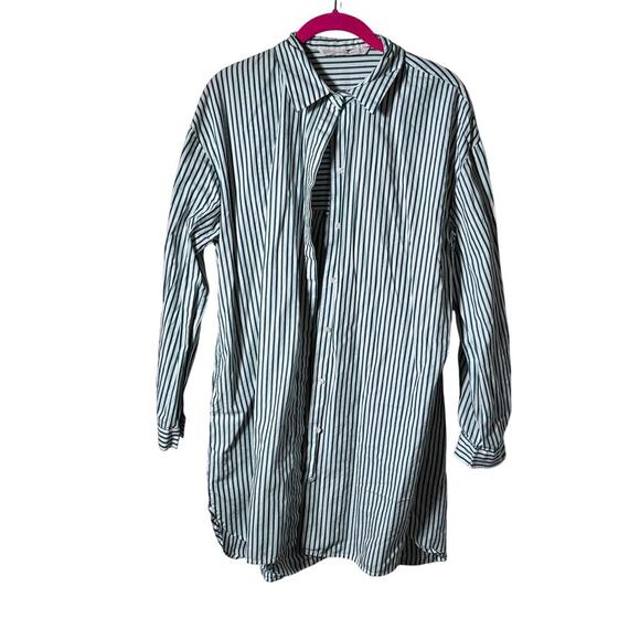 Trafaluc by Zara Women's Green White Striped Oversized Tunic Shirt Size Medium - Picture 4 of 5